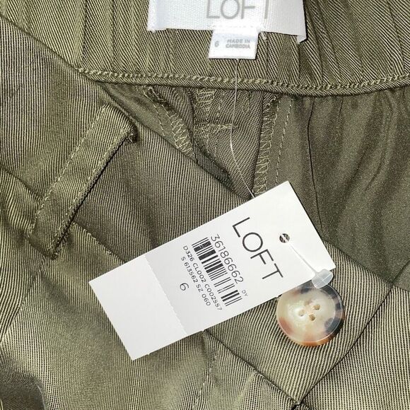 Loft olive green soft pleated draped slacks casual pants new with tags size 6 - Picture 9 of 14